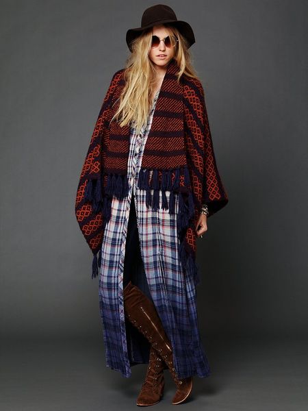 Free People Plaid Dip Dye Maxi Dress in Red (blue) | Lyst