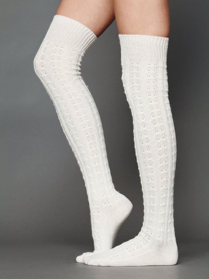 Free People Popcorn So Soft Thigh High Socks in White (ivory) | Lyst