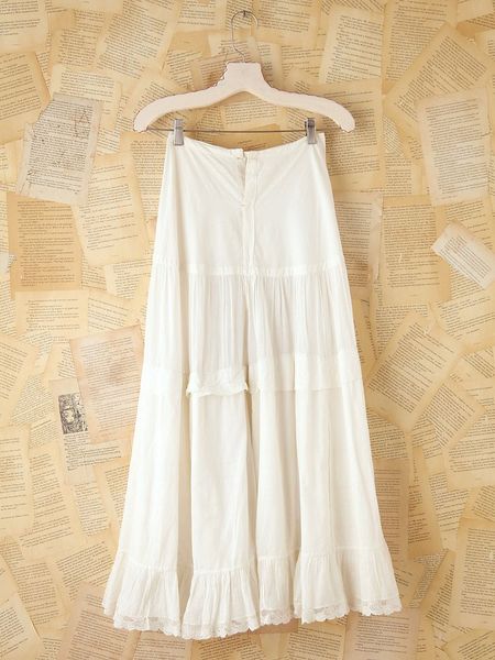 Free People Vintage Long Tiered Lace Skirt in White | Lyst