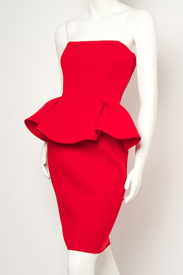 Lyst Lanvin Strapless Peplum Dress In Red 0994