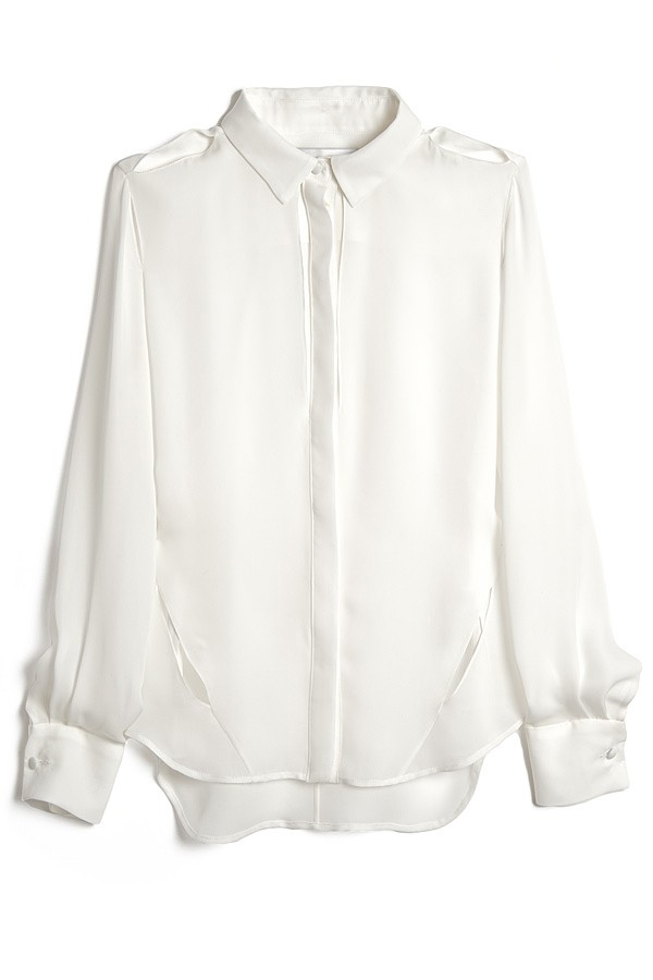 women's white button down blouse