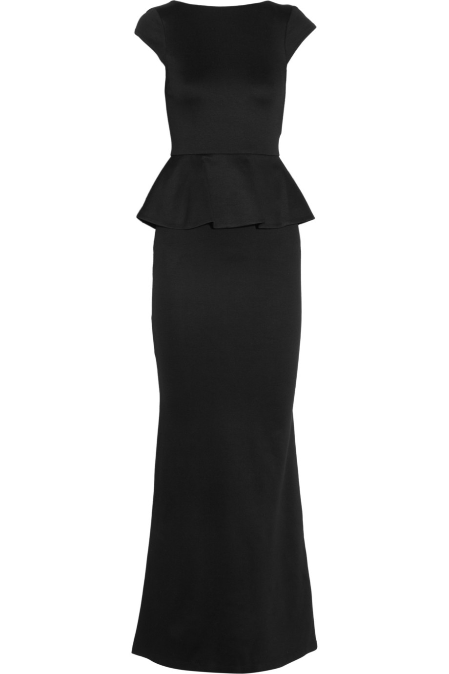 Alice + Olivia Woven Jersey Peplum Maxi Dress in Black | Lyst