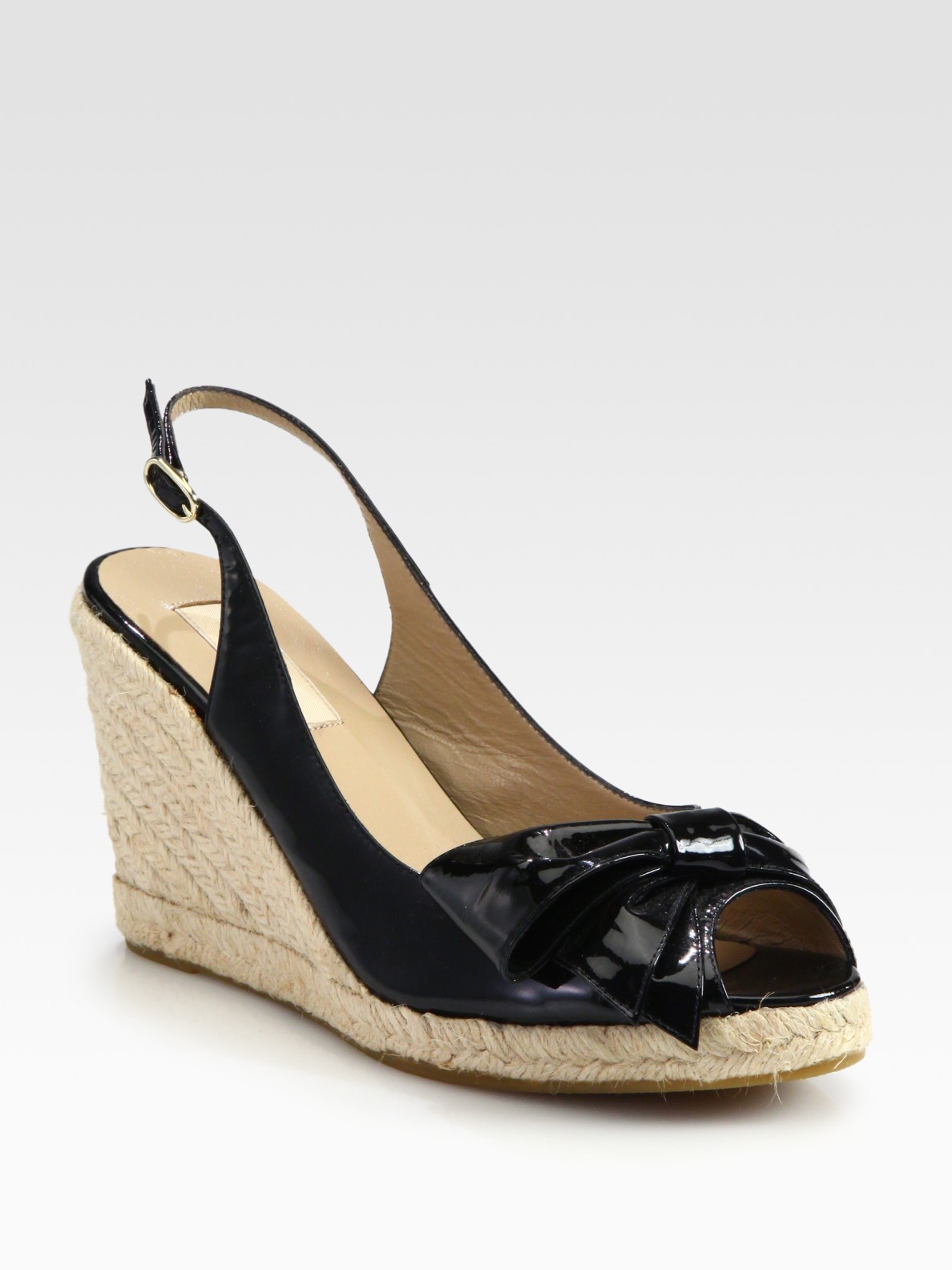 Valentino Mena Patent Leather Espadrille Wedge Sandals in Black | Lyst
