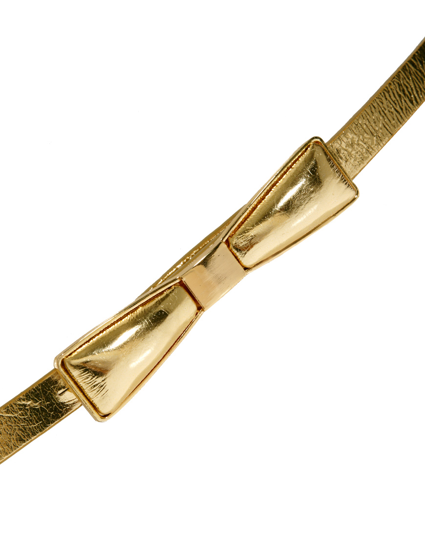 Lyst Asos Bow Belt with Metal Plate Waist Belt in Metallic