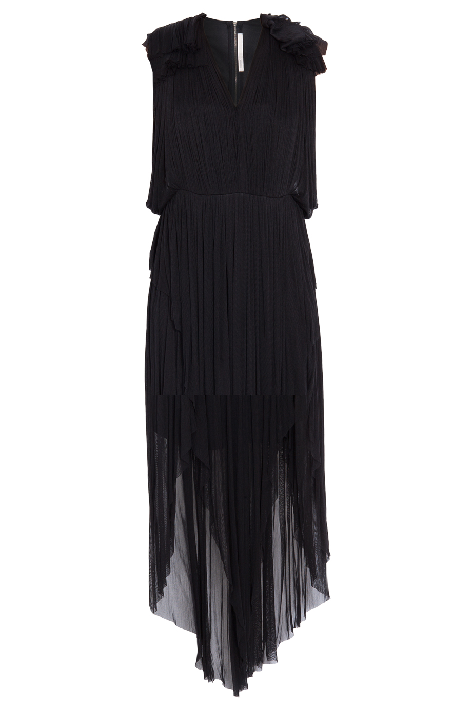 Willow V- Neck Draped Tulle Gown in Black | Lyst