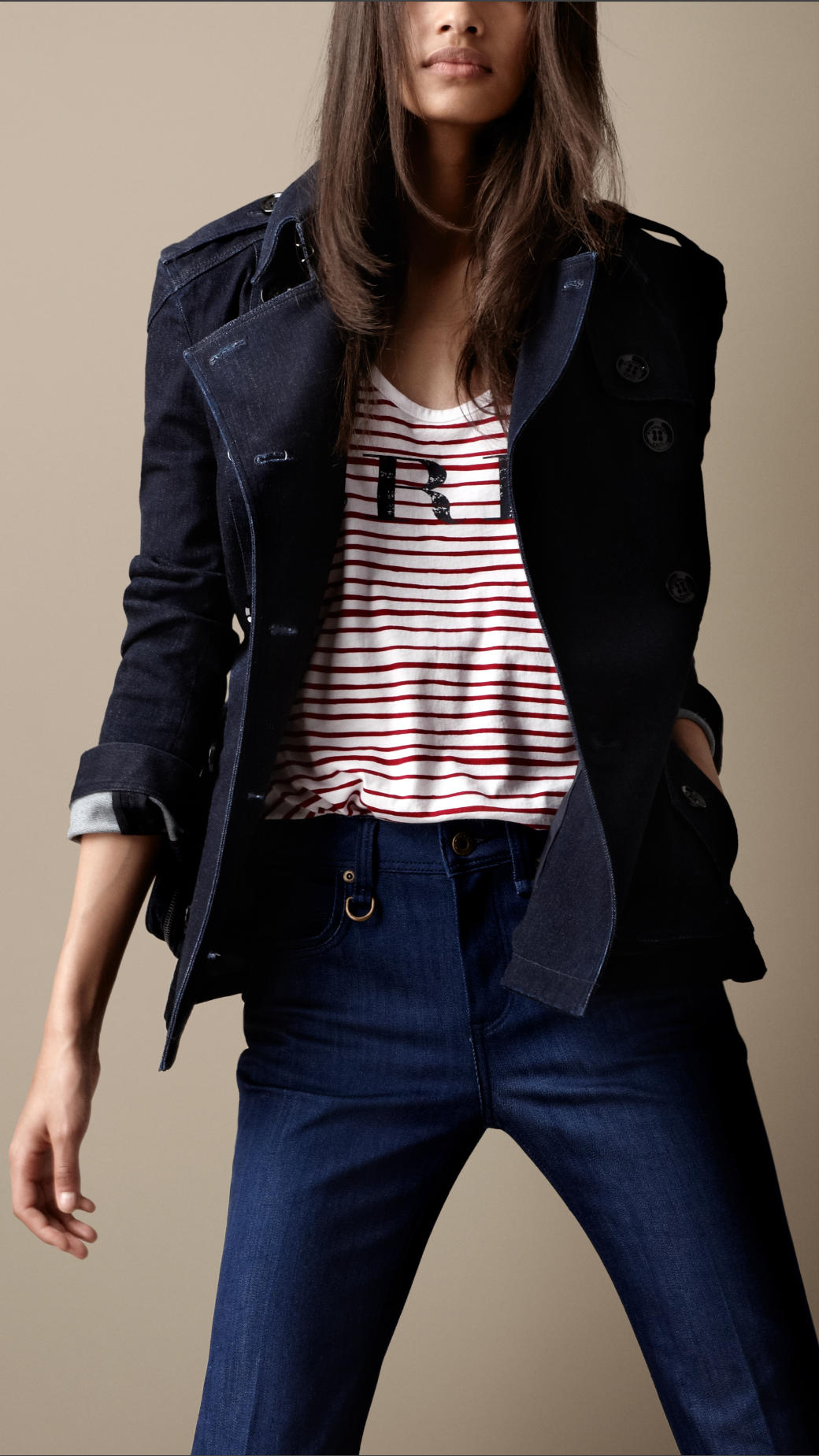 Lyst Burberry Brit Short Indigo Denim Trench Coat in Blue