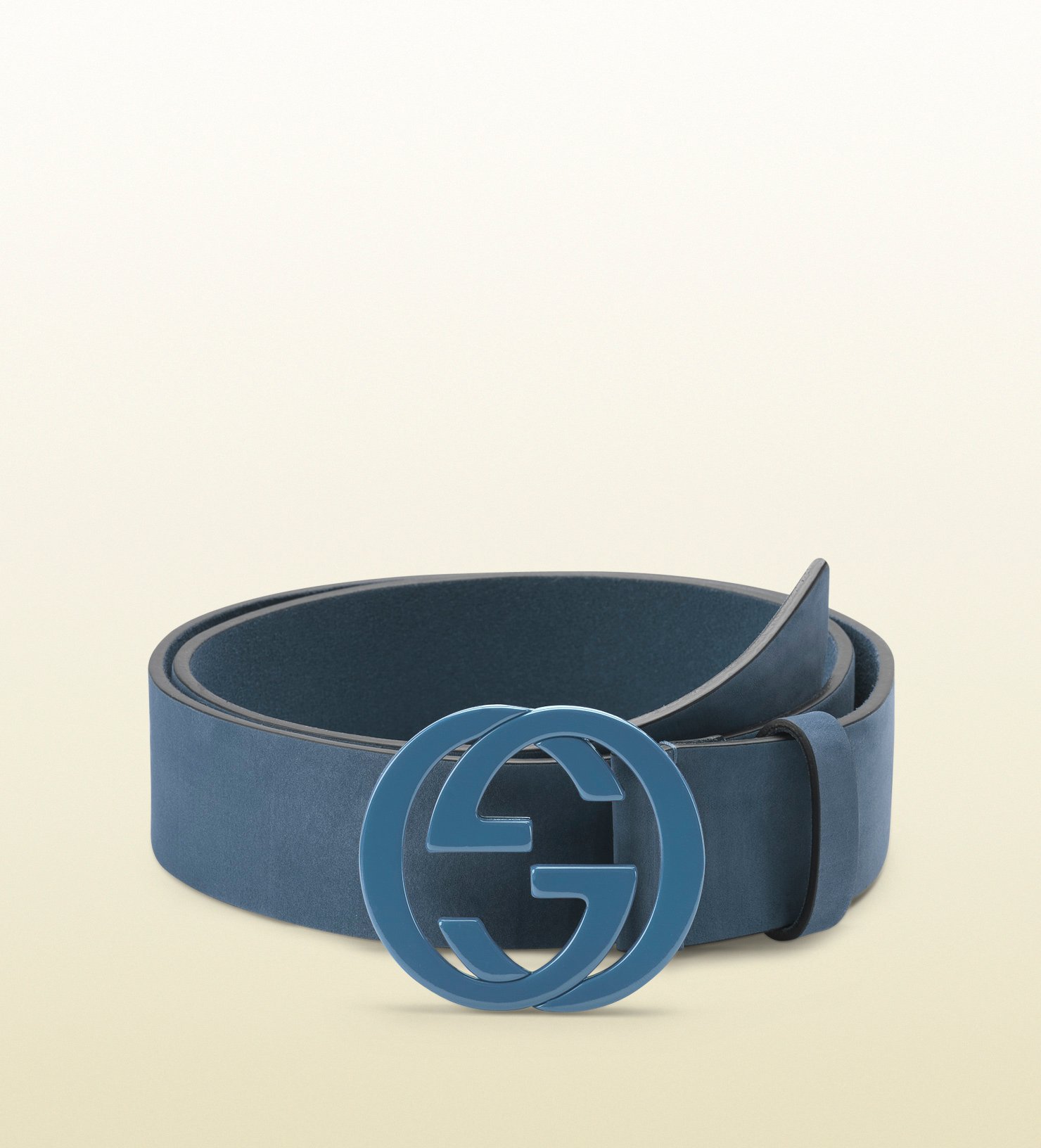 Lyst - Gucci Sky Blue Leather Belt with Interlocking G Buckle in Blue for Men