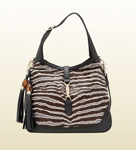 Gucci New Jackie Zebra Printed Shoulder Bag in Black (zebra) | Lyst