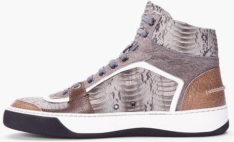 Lanvin Grey Hightop Snakeskin Tennis Shoes in Gray for Men (grey) | Lyst