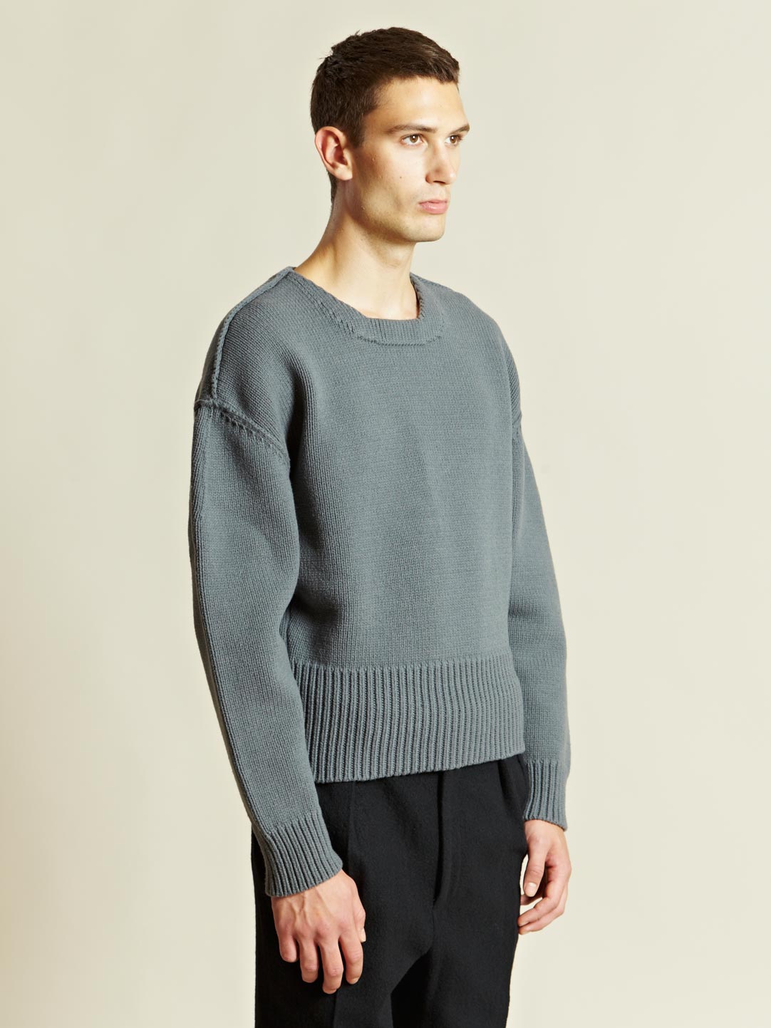 Lyst - Lanvin Lanvin Mens Compact Wool Round Neck Sweater in Gray for Men