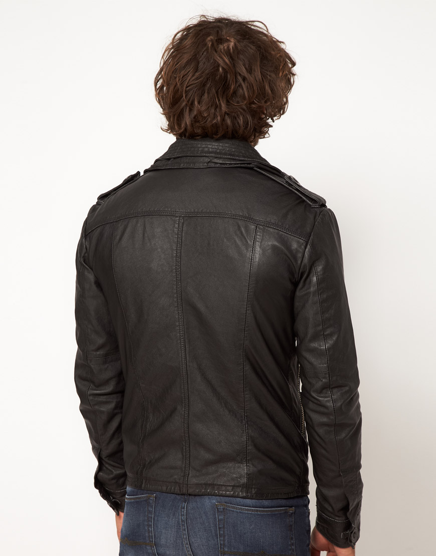 Superdry Brad Leather Jacket in Black for Men Lyst