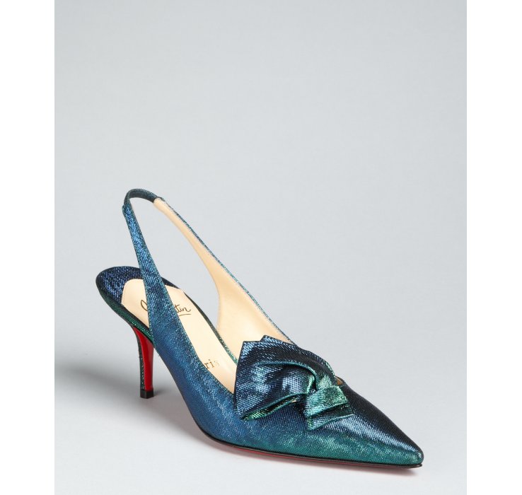 Christian louboutin Green Taffeta Lady Cukor 70 Slingback Pumps in ...  