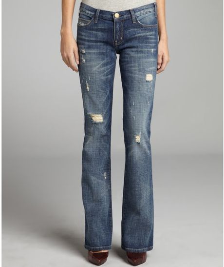 Current/elliott Super Vintage Distressed Denim The Cowboy Flared Jeans ...