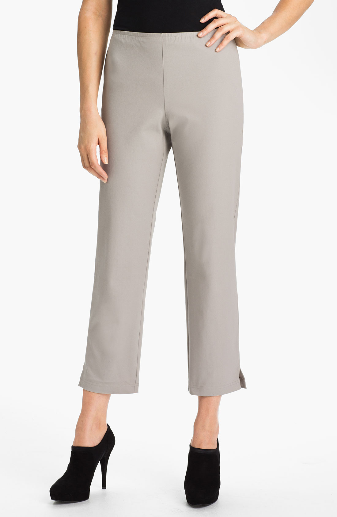 Eileen Fisher Organic Stretch Cotton Ankle Pants in Silver | Lyst