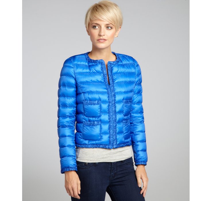 Moncler Electric Blue Quilted Flavie Down Filled Bomber Jacket in Blue ...