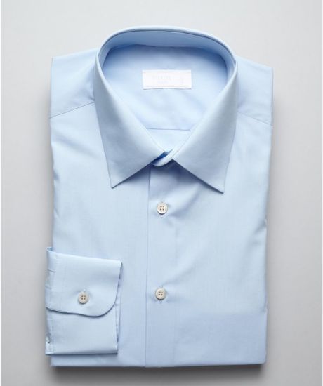 Prada Light Blue Cotton Point Collar Dress Shirt in Blue for Men (light ...