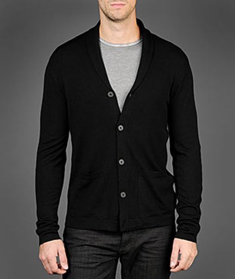 John Varvatos Shawl Collar Cardigan in Black for Men | Lyst