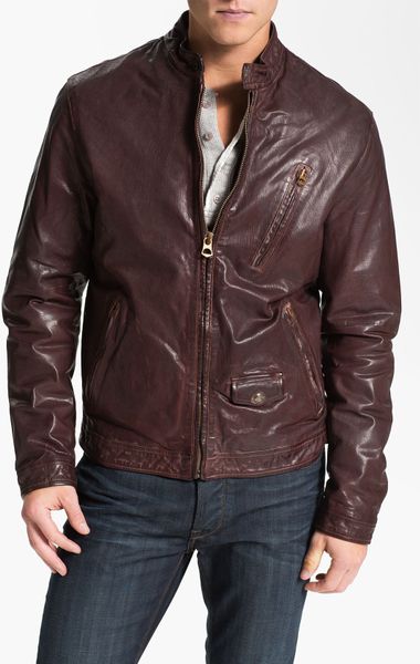 Scotch & Soda Leather Moto Jacket in Red for Men | Lyst