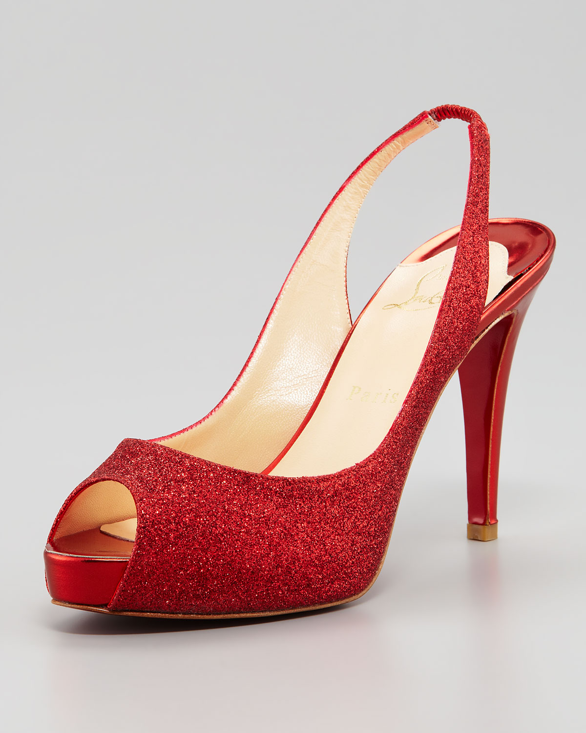 Christian louboutin No Prive Glitter Slingback Red Sole Pump Rogue ...  