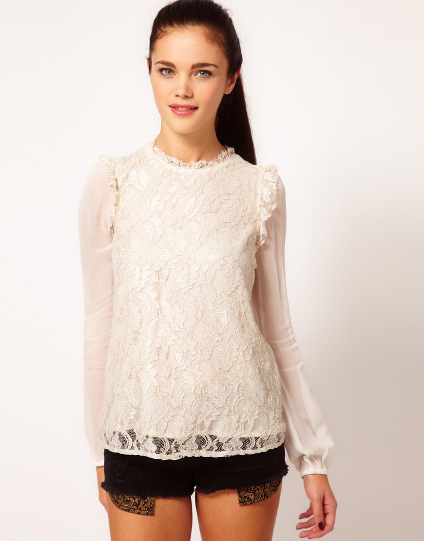 white high neck lace top