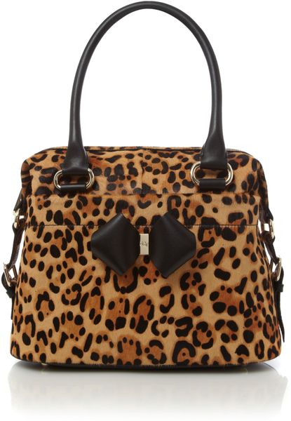 Ted Baker Leopard Print Ponyskin Bowling Bag in Brown (multi-coloured ...