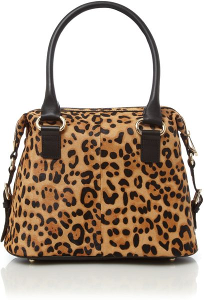 Ted Baker Leopard Print Ponyskin Bowling Bag in Brown (multi-coloured ...