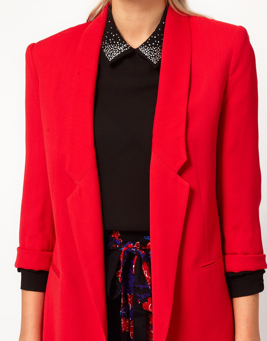 Lyst French Connection Long Line Blazer In Red