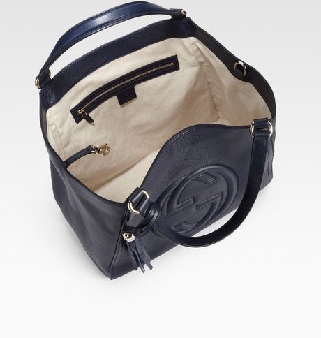 Gucci Soho Leather Shoulder Bag in Blue (navy) | Lyst