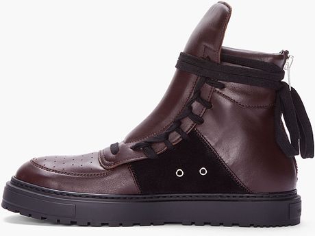 Kris Van Assche Brown Leather Sidelaced Hightop Sneakers in Brown for ...