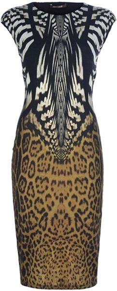 Roberto Cavalli Animal Print Dress in Black (animal) | Lyst