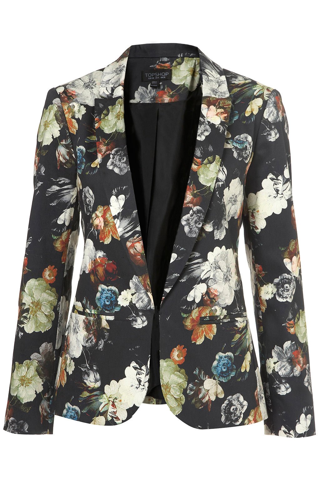 Lyst - Topshop Coord Painted Flower Blazer in Black