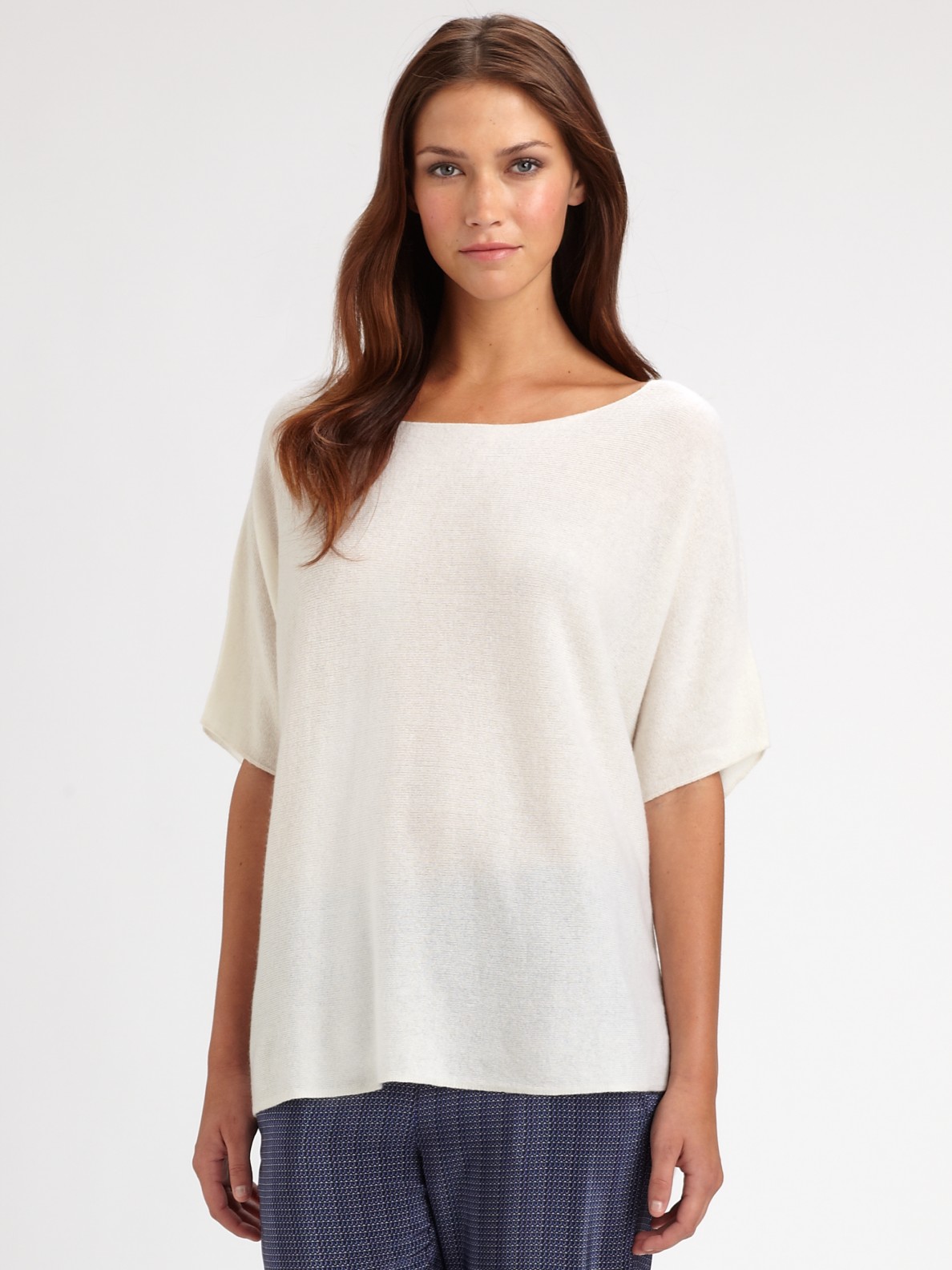 Vince Cashmere Boatneck Sweater in White (pearl) | Lyst