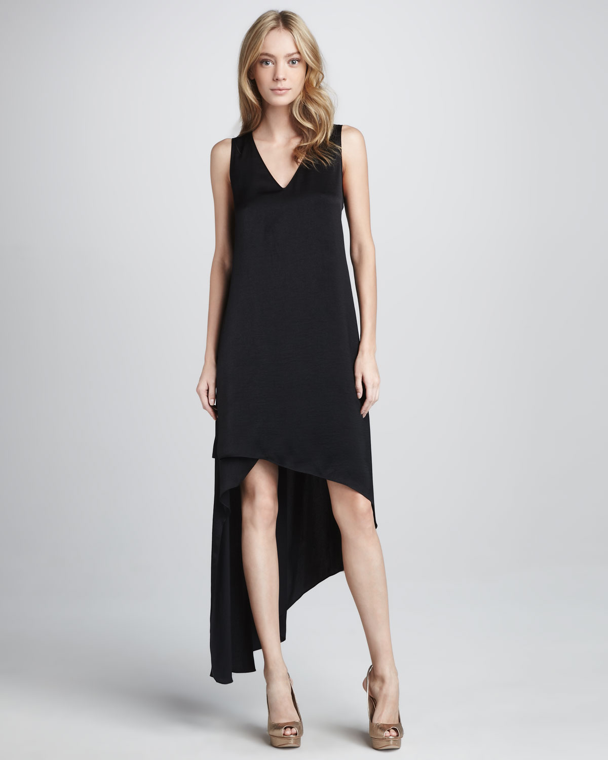 Bcbgmaxazria Avery V Neck Asymmetric  Dress  in Black Lyst