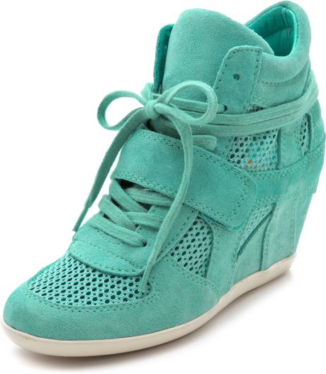 Ash Bowie Wedge Sneakers with Mesh Insets in Green (celadon) | Lyst