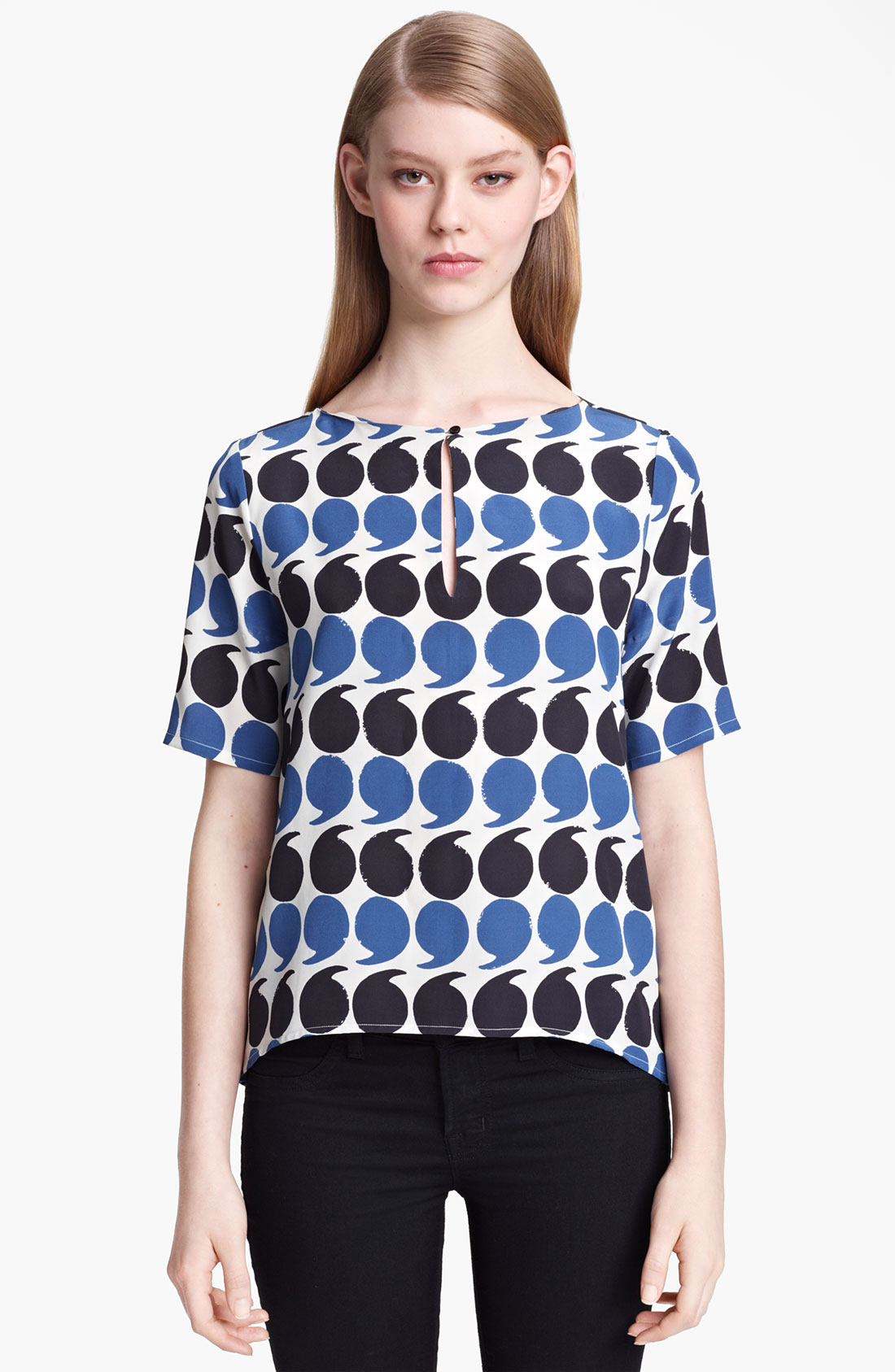 Boy By Band Of Outsiders Punctuation Print Top in White (white blue ...
