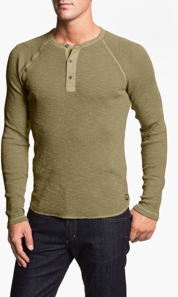 Lucky Brand Waffle Knit Thermal Henley T-Shirt in Green for Men ...