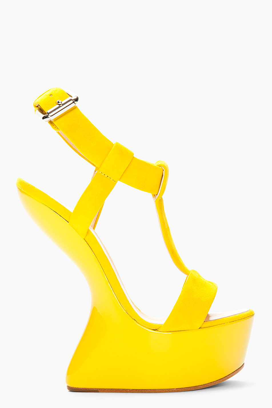 Lyst Giuseppe zanotti Dark Yellow Suede Tstrap Jem Heels in Yellow