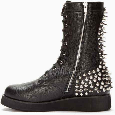 Jeffrey Campbell Tall Black Leather Spiked Reznorspk Boots in Black for ...