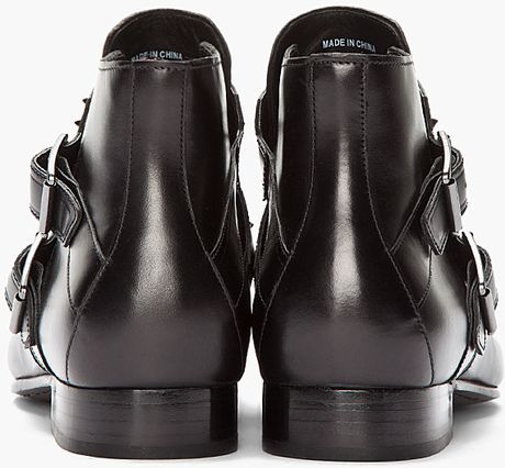 Balmain Black Leather Studded Monk Boots in Black for Men | Lyst