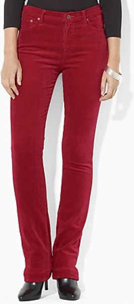 Ralph Lauren Slimming Classic Straight Stretch Corduroy Pants in Red ...