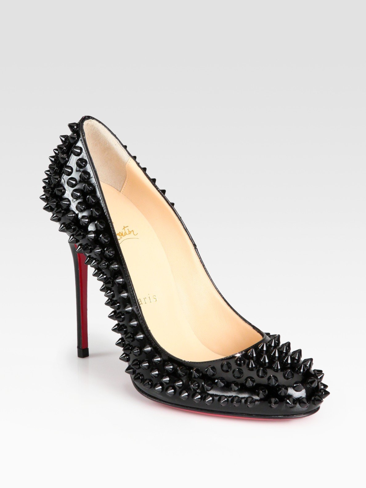 Christian louboutin Fifi Spiked Patent Leather Pumps in Black | Lyst