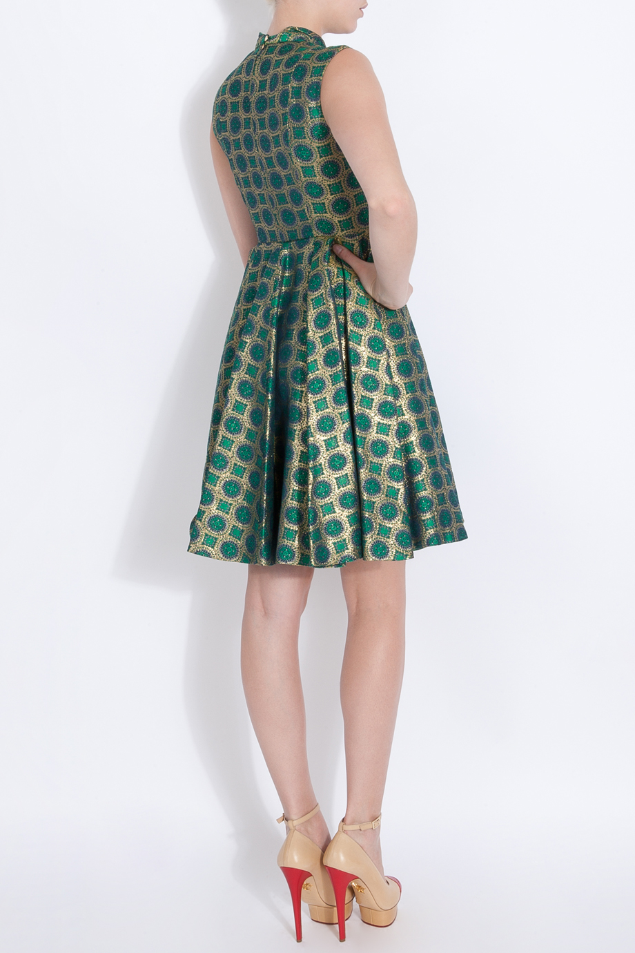 Lyst Kenzo Collared Tank Brocade Dress in Green