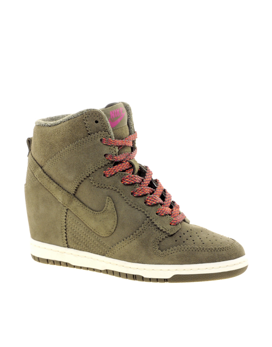 nike olive green wedge sneakers
