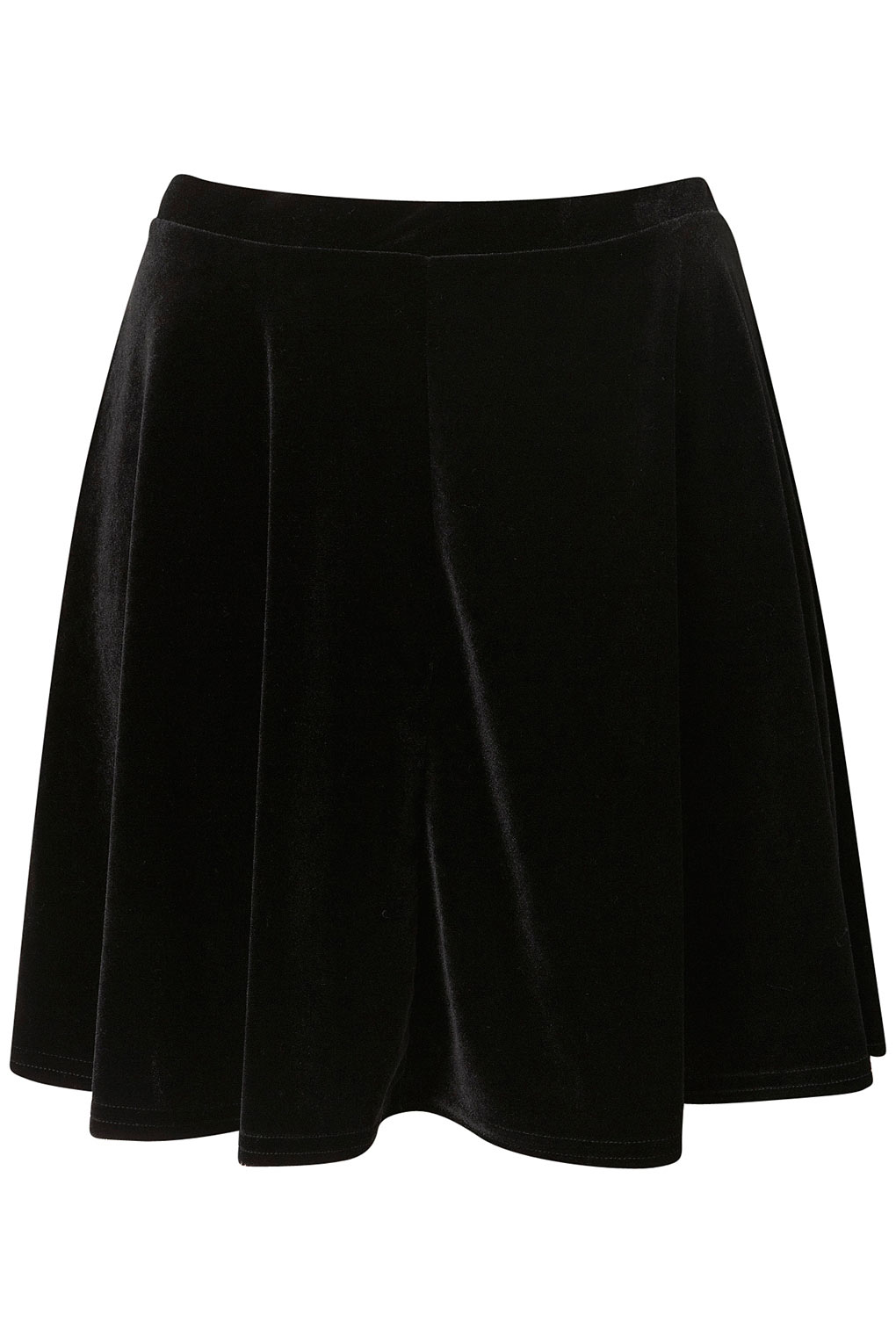 Lyst Topshop Black Velvet Skater Skirt In Black 