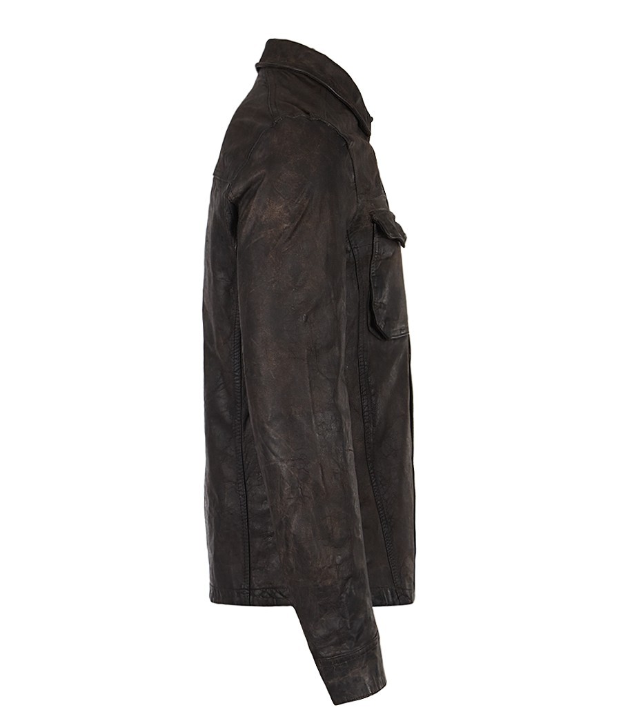 AllSaints Ruin Leather Shirt in Brown for Men Lyst
