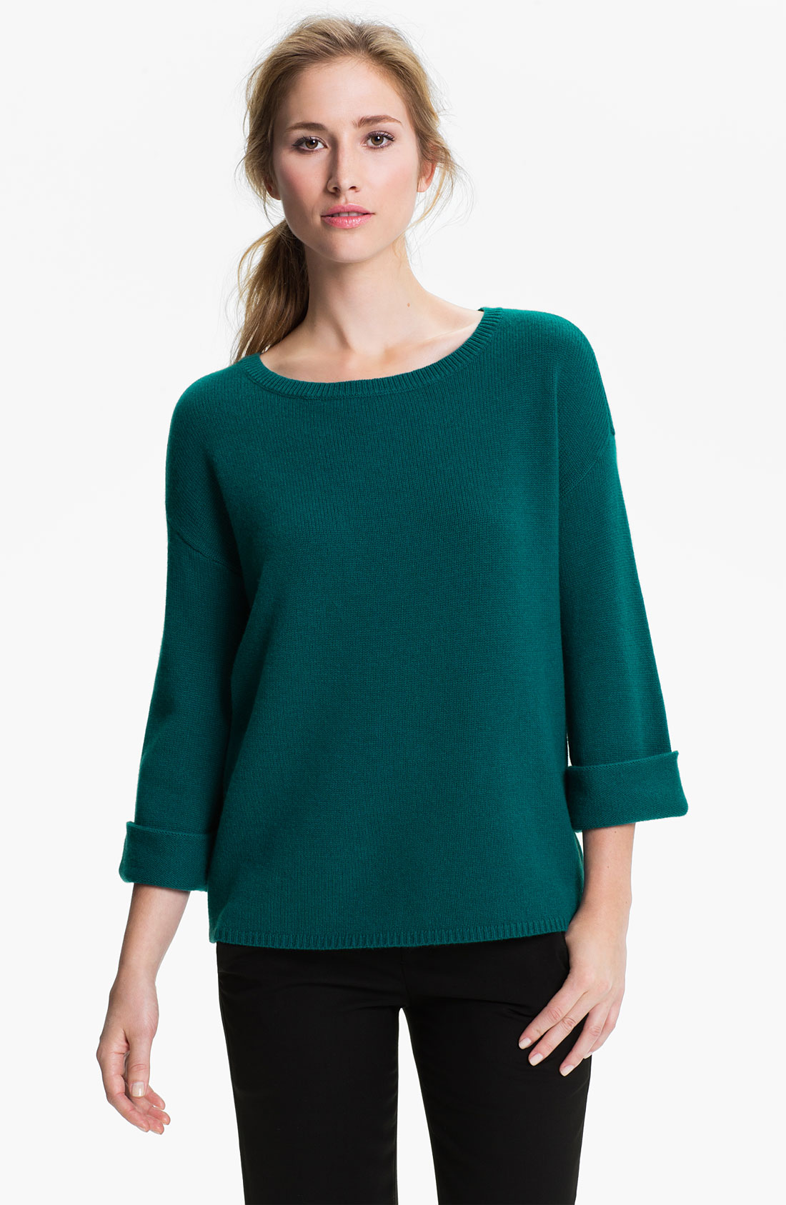 Nordstrom Collection Kimono Sleeve Cashmere Sweater in Green (brite ...