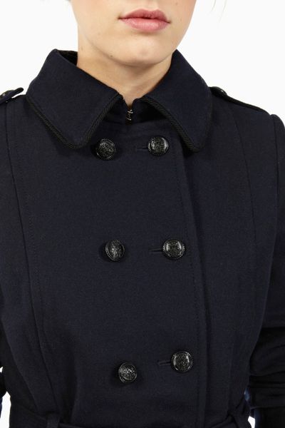 Oasis Military Pleat Back Coat in Blue (navy) | Lyst