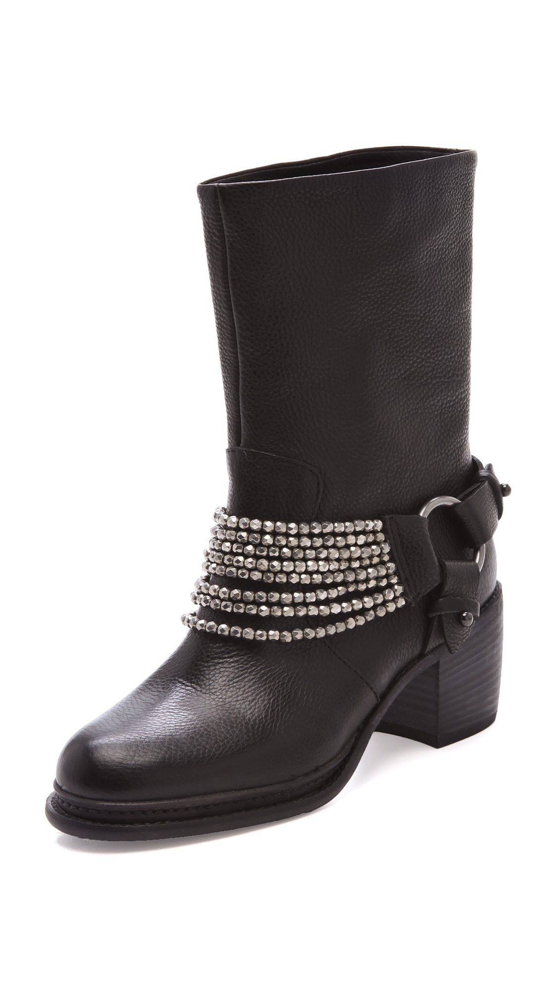 Lyst - Vera Wang Natasha Biker Booties with Chain and Buckles in Black