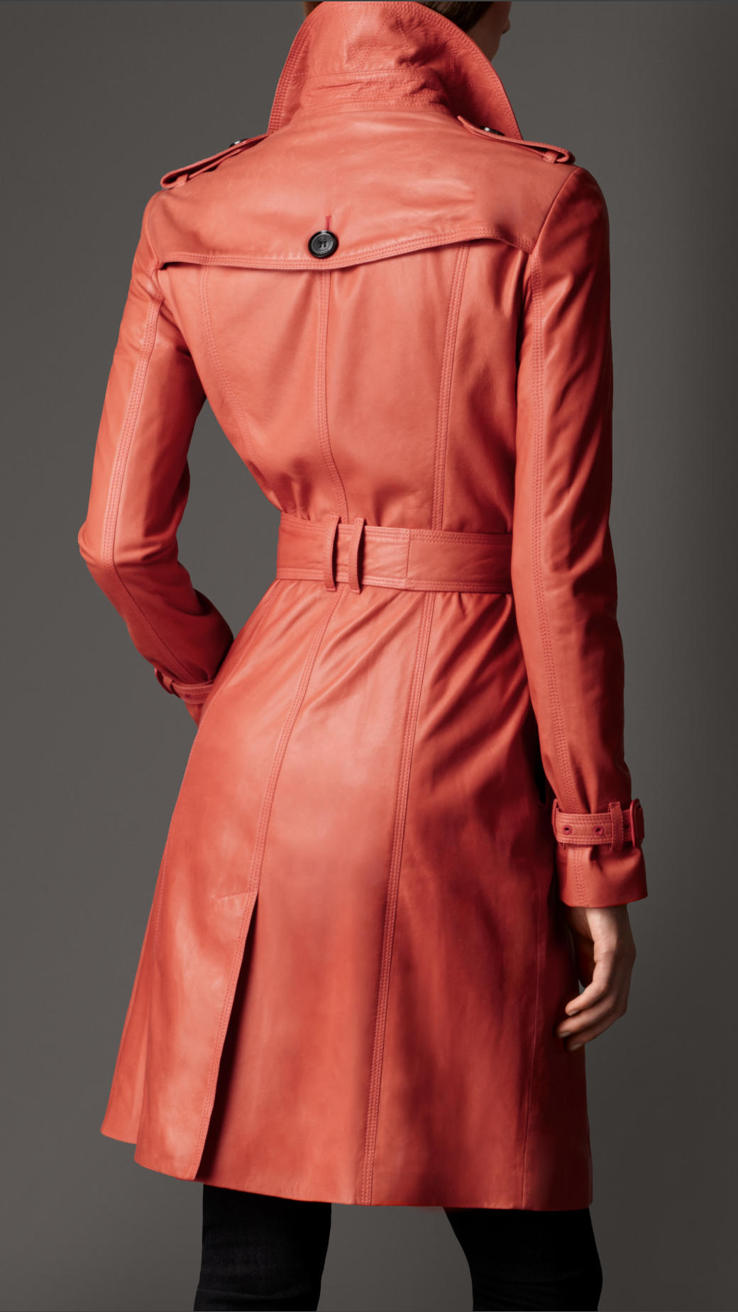 Burberry Long Lambskin Trench Coat in Red - Lyst