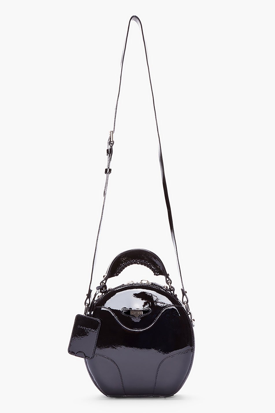 Carven Black Patent Leather Round Bag in Black - Lyst